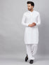 Men's White Cotton Blend Pathani Suit Set
